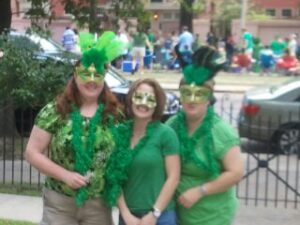 Guests enjoy front porch view of St. Patrick's Day